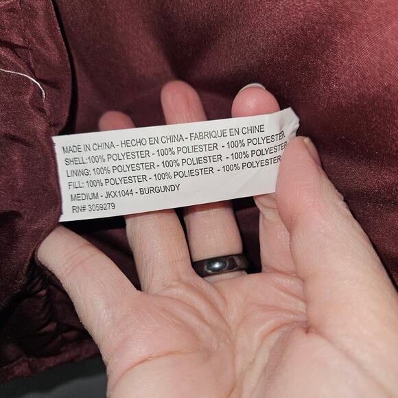 Womens Full Zip Sleeveless Vest Puffer Jacket Burgundy. Size Medium. - Picture 7 of 8